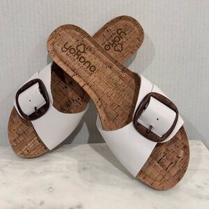 Topia White Cork Slide Sandals